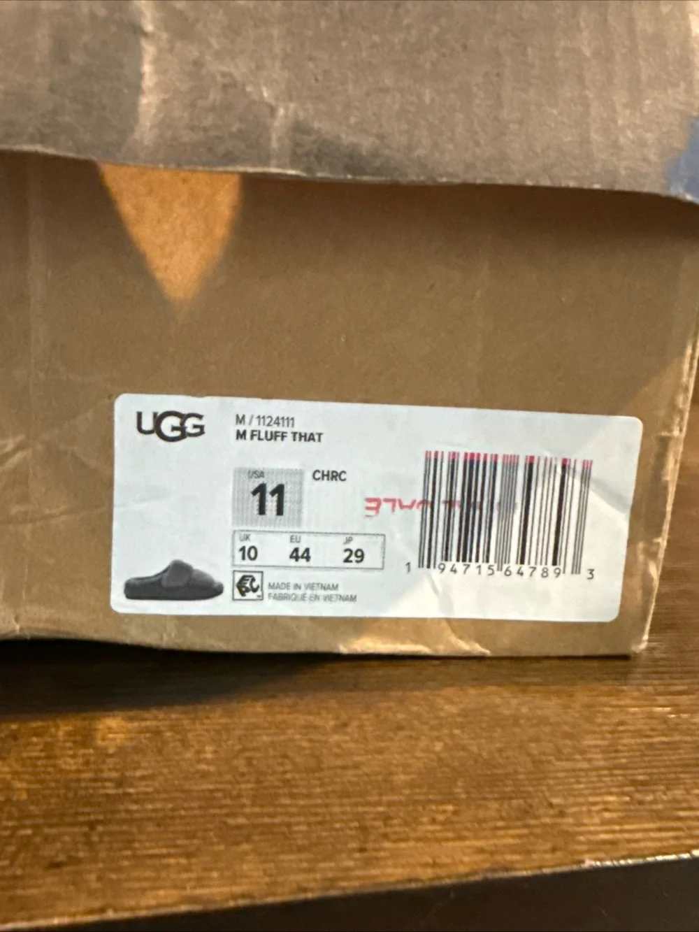 UGG Men's Fluff That Slipper Size: 11 EU: 44 Gray New